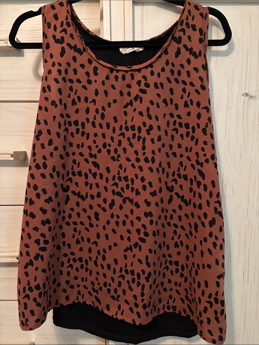 Womens Black Spotted Rust Tank Top
